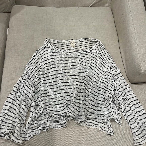 We The Free Black and White Striped Long Sleeve Top - Picture 2 of 5